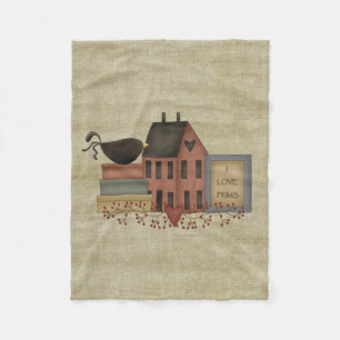 Primitieve "I Love Prims" Fleece Throw Blanket Deken