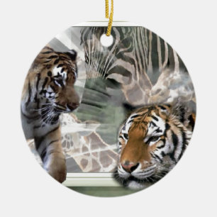 Primitieve Jungle Print Kerstmis Keramisch Ornament