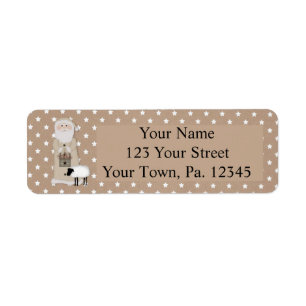 Primitieve kerstman met sterren klein adreslabel etiket