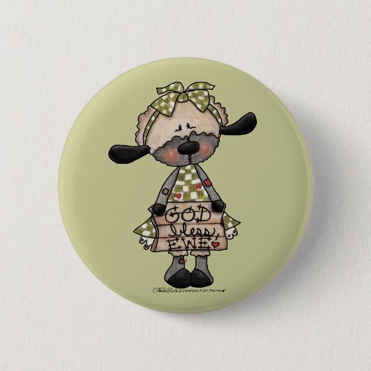 Primitieve lamsgod zegene ooi ronde button 5,7 cm (Voorkant)