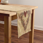 Primitieve Pip Berry Heart Wreath Table Runner Korte Tafelloper (Voorbeeld)