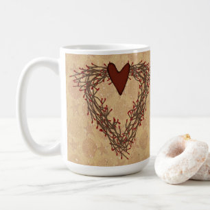 Primitieve Pip Berry Heart WreatMok Koffiemok