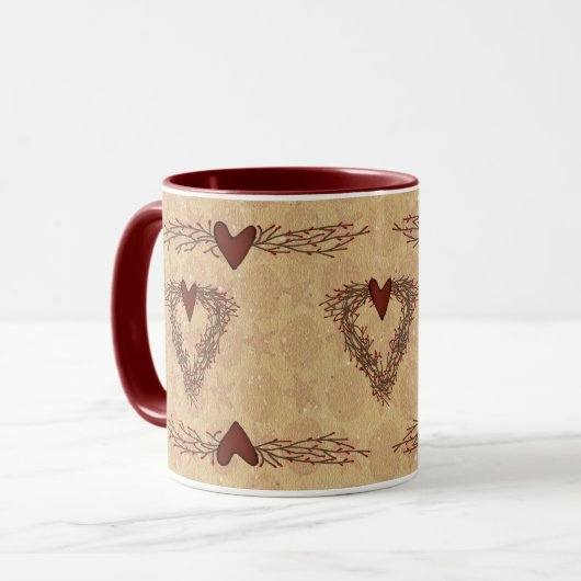 Primitieve Pip Berry Heart WreatMok Mok (Voorkant links)
