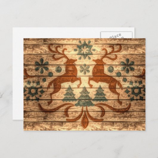 Primitieve rendieren sneeuwvlokken Nordic Christma Feestdagenkaart (Voorkant / Achterkant)