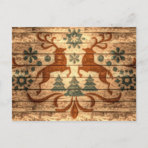 Primitieve rendieren sneeuwvlokken Nordic Christma Feestdagenkaart