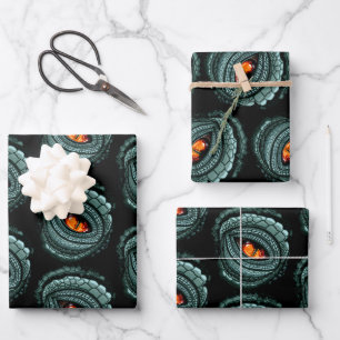 Primitieve reptiel roofdier oog cadeaukaartjes inpakpapier vel