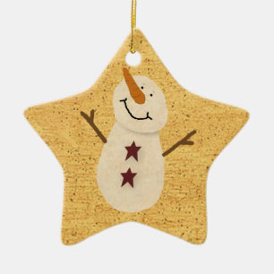 Primitieve Sneeuwman Versiering Keramisch Ornament