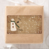 Primitieve Snowman Gift Label Label (Insitu)