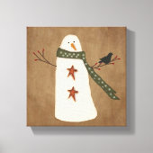 Primitieve Snowman Stretched Canvas Print (Voorkant)