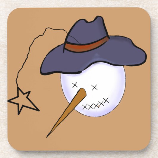 Primitieve Snowman voor kerstmis Bier Onderzetter (Voorkant)