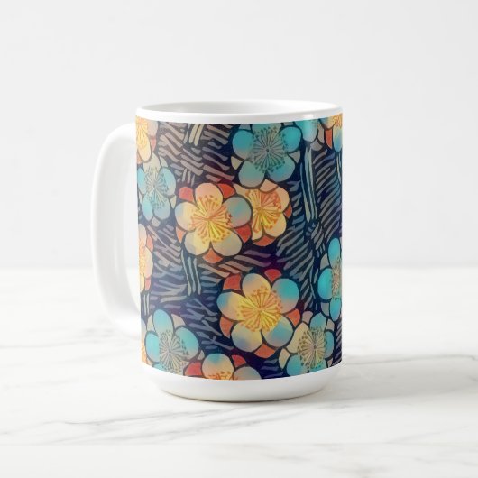 Primitieve stijl Flowers Art Mok Cup (Voorkant links)