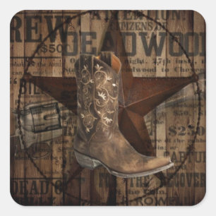 Primitieve texas lone Star Western Country Cowboy Vierkante Sticker