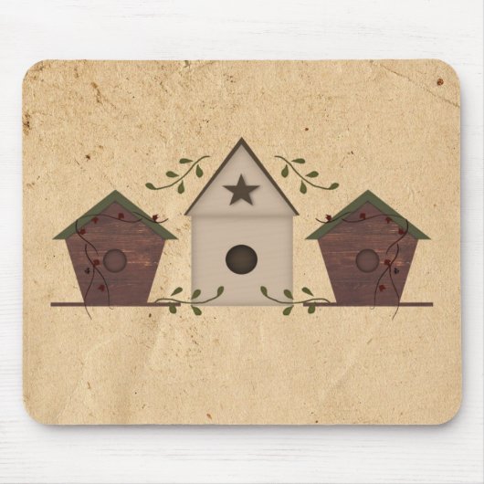 Primitieve Vogelhuizen Mousepad Muismat (Voorkant)