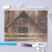Primitieve wintersneeuwlandlandelijke oude Barn Tissuepapier (Craft)