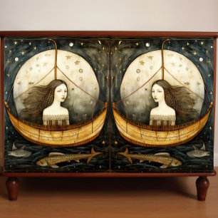 Primitieve zeemeermin in een vlek die ontleent tissuepapier