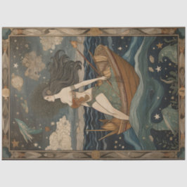 Primitieve zeemeermin in een vlek die ontleent tissuepapier