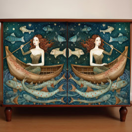 Primitieve zeemeermin met ontkoppeling van visschi tissuepapier