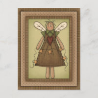 Primitive Country Angel avec carte postale Prim St