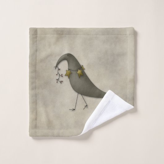 Primitive Country Design Fou À propos de Crows (Gant de toilette)