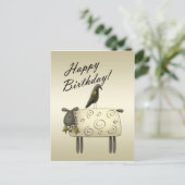 Primitive Crow and Sheep Birthday Briefkaart (Staand voorkant)