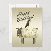 Primitive Crow and Sheep Birthday Briefkaart (Voorkant / Achterkant)