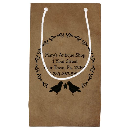 Primitive Crows Circle Gift Bag Klein Cadeauzakje (Voorkant)
