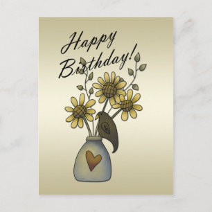 Primitive Crows Zonnebloemen Verjaardag Briefkaart