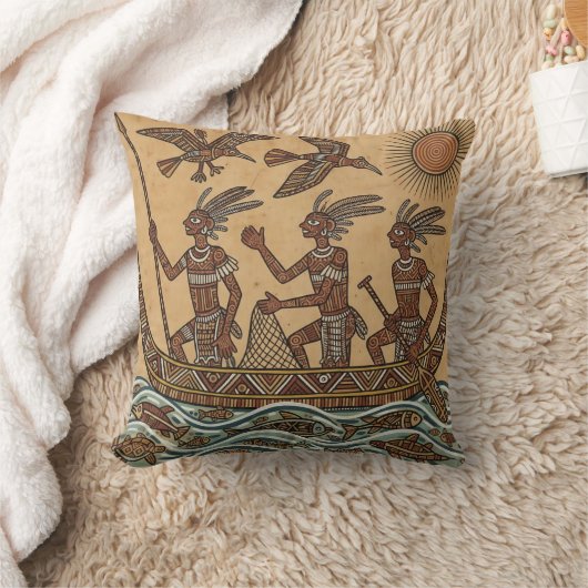 Primitive Fishermen Throw Cushion Kussen (Deken)