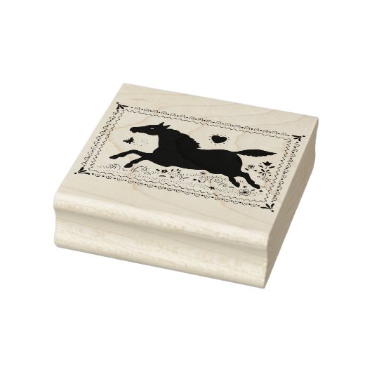 PRIMITIVE FOLK ART RUNNING HORSE, SILHOUETTE 	RUBBERSTEMPEL (Stempel)