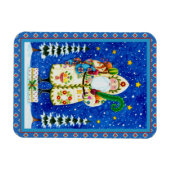 PRIMITIVE FOLKART BALTIMORE QUILT FATHER CHRISTMAS MAGNEET (Horizontaal)