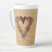 Primitive Pip Berry Heart Wreath Latte Mug (Angle gauche)