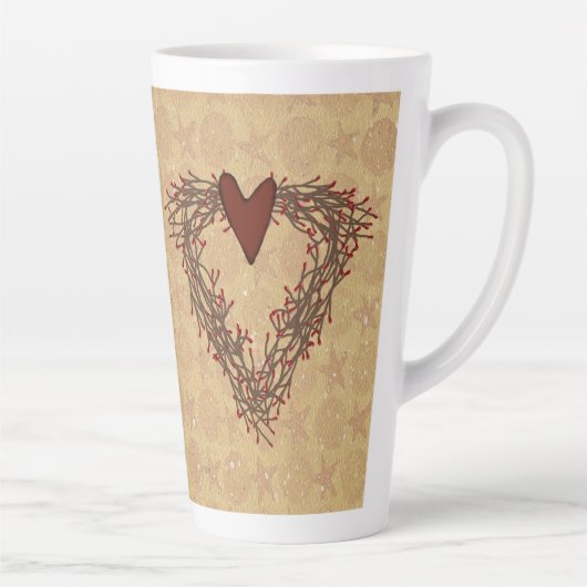 Primitive Pip Berry Heart Wreath Latte Mug (Droite)