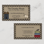 Primitive Saltbox House en Sheep Editable Visitekaartje (Voorkant / Achterkant)