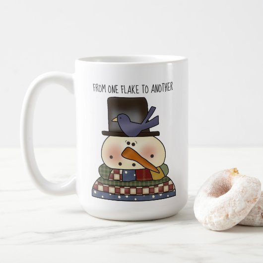 Primitive Snowman Coffee Cup Koffiemok (Met donut)