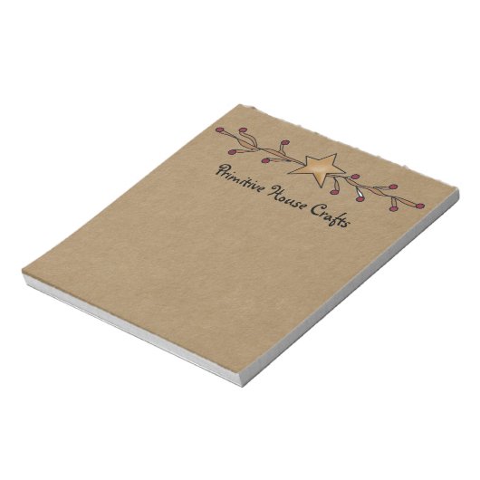 PRIMITIVE STAR & BERRIES ON KRAFT NOTE PAD NOTITIEBLOK (Gedraaid)