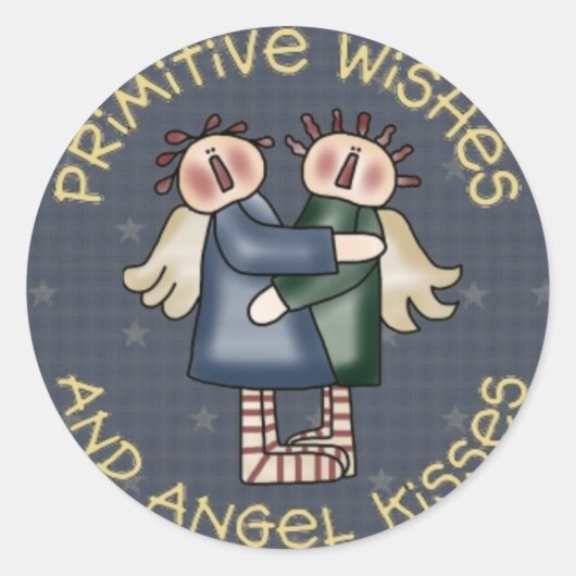 Primive Country Round Angel Stickers (Voorkant)