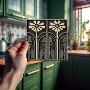 Primrose Art Deco Bloemen Wanddecoratie Art Nouvea Tegeltje