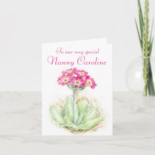 Primrose bloemenroze nanny verjaardagskaart kaart