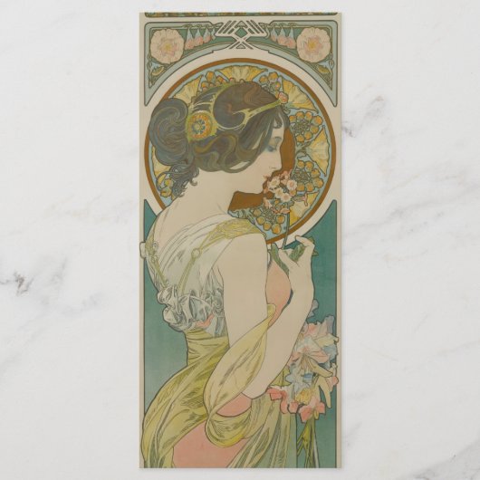 Primrose door Alphonse Mucha (1899) Bladwijzer Menu (Voorkant)