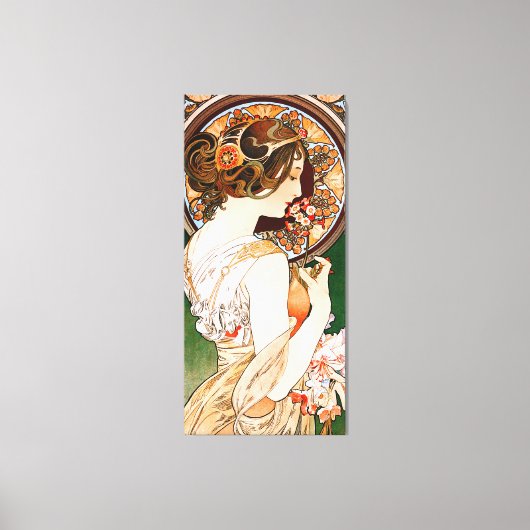 Primrose door Alphonse Mucha Canvas Afdruk (Voorkant)