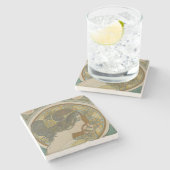 Primrose door Alphonse Mucha Stenen Onderzetter (Zijkant)