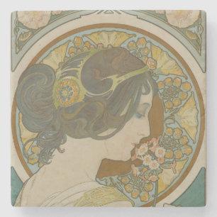 Primrose door Alphonse Mucha Stenen Onderzetter