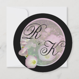 Primrose roze bloemen vetstrepen Monogram Save The Date