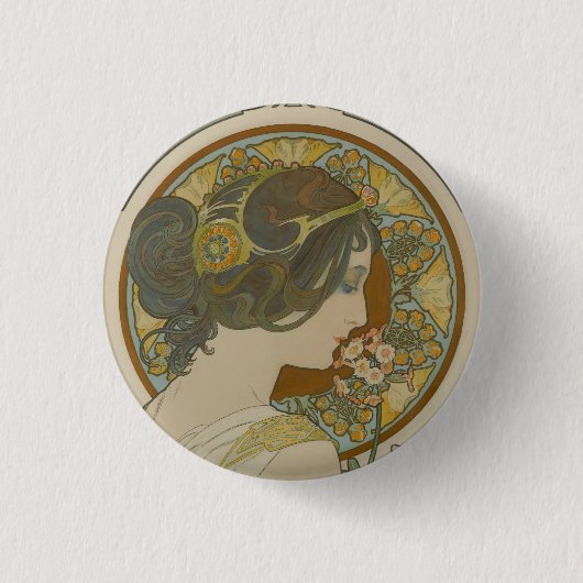 Primrose van Alphonse Mucha (1899) Ronde Button 3,2 Cm (Voorkant)