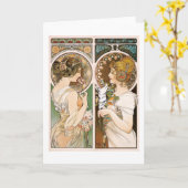 Primroses and Feather, Mucha Kaart (Gele Bloem)