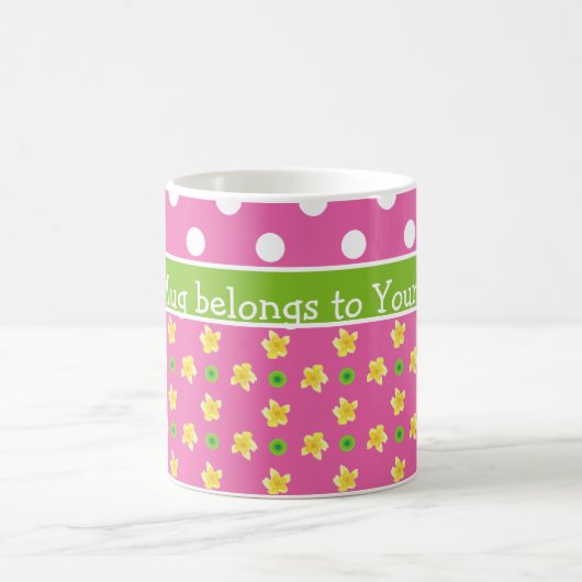 Primroses Café Mug : Personnaliser : Pois roses (Centre)