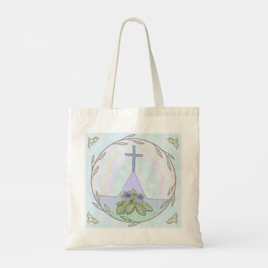 Primroses Christelijk Cross canvas tas (Achterkant)