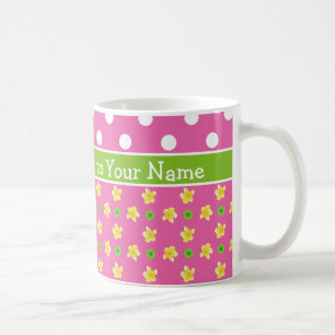 Primroses Coffee Mok: Personaliseren: roze poladot Koffiemok
