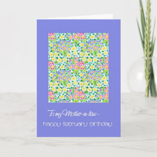 Primroses Februari Kaart, schoonmoeder Kaart