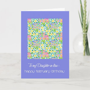 Primroses Februari Verjaardag Kaart, schoondochter Kaart